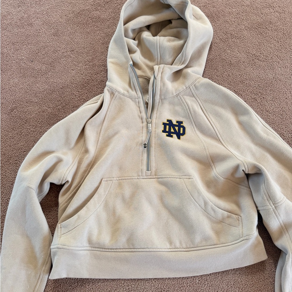 Lululemon Notre Dame Beige Hoodie with ND Logo